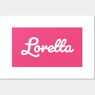 Loretta Cursive Script Typography White Text Posters and Art